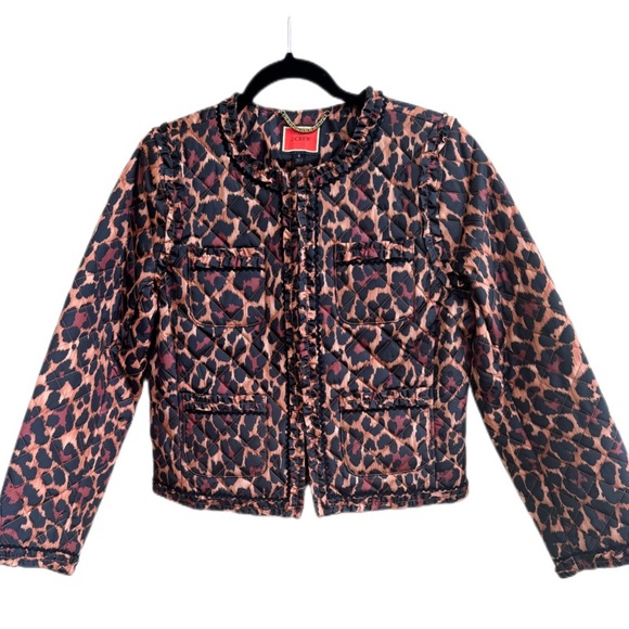 J. Crew Quilted Lady Jacket In Leopard With Primaloft® in Brown NWT Sz 8 - Picture 8 of 15
